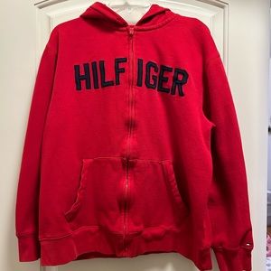 Tommy Hilfiger Red Zip Up Hoodie size XL